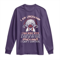 Chickasaw Indians Long Sleeve Shirt I Am Chickasaw I Was Born With My Heart On My Sleeve War Bonnet - Wonder Print Shop