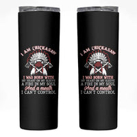 Chickasaw Indians Skinny Tumbler I Am Chickasaw I Was Born With My Heart On My Sleeve War Bonnet - Wonder Print Shop