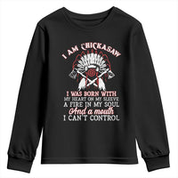 Chickasaw Indians Youth Sweatshirt I Am Chickasaw I Was Born With My Heart On My Sleeve War Bonnet - Wonder Print Shop