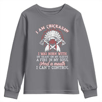 Chickasaw Indians Youth Sweatshirt I Am Chickasaw I Was Born With My Heart On My Sleeve War Bonnet - Wonder Print Shop