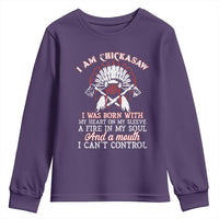 Chickasaw Indians Youth Sweatshirt I Am Chickasaw I Was Born With My Heart On My Sleeve War Bonnet - Wonder Print Shop