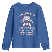 Chickasaw Indians Youth Sweatshirt I Am Chickasaw I Was Born With My Heart On My Sleeve War Bonnet - Wonder Print Shop