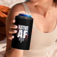 Native American Indian 4 in 1 Can Cooler Tumbler Native AF Indigenous Vintage Thunderbird - Wonder Print Shop