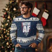 Native American Indian Ugly Christmas Sweater Native AF Indigenous Vintage Thunderbird - Wonder Print Shop