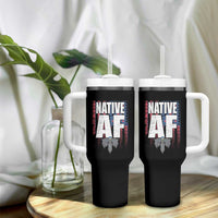 Native American Indian Tumbler With Handle Native AF Indigenous Vintage Thunderbird - Wonder Print Shop