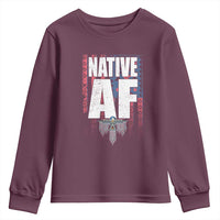Native American Indian Youth Sweatshirt Native AF Indigenous Vintage Thunderbird - Wonder Print Shop