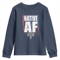 Native American Indian Youth Sweatshirt Native AF Indigenous Vintage Thunderbird - Wonder Print Shop