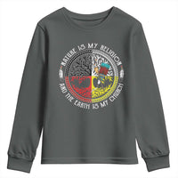 Native Americans Youth Sweatshirt Nature Is My Religion And The Earth Is My Church Tree Peyote - Wonder Print Shop