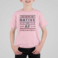 Native American Indian T Shirt For Kid Native AF Vintage Beadwork Indigenous Pride - Wonder Print Shop