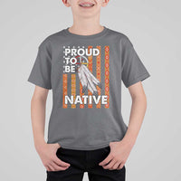 Native American T Shirt For Kid Proud To Be Native American Flag Tribal Prints Medicine Wheel - Wonder Print Shop