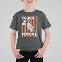 Native American T Shirt For Kid Proud To Be Native American Flag Tribal Prints Medicine Wheel - Wonder Print Shop