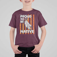Native American T Shirt For Kid Proud To Be Native American Flag Tribal Prints Medicine Wheel - Wonder Print Shop