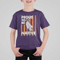 Native American T Shirt For Kid Proud To Be Native American Flag Tribal Prints Medicine Wheel - Wonder Print Shop