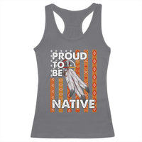 Native American Racerback Tank Top Proud To Be Native American Flag Tribal Prints Medicine Wheel - Wonder Print Shop