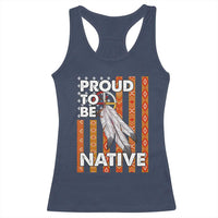 Native American Racerback Tank Top Proud To Be Native American Flag Tribal Prints Medicine Wheel - Wonder Print Shop