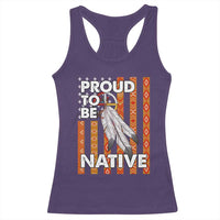 Native American Racerback Tank Top Proud To Be Native American Flag Tribal Prints Medicine Wheel - Wonder Print Shop