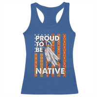 Native American Racerback Tank Top Proud To Be Native American Flag Tribal Prints Medicine Wheel - Wonder Print Shop