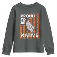 Native American Youth Sweatshirt Proud To Be Native American Flag Tribal Prints Medicine Wheel - Wonder Print Shop