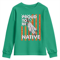 Native American Youth Sweatshirt Proud To Be Native American Flag Tribal Prints Medicine Wheel - Wonder Print Shop