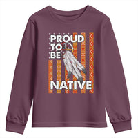 Native American Youth Sweatshirt Proud To Be Native American Flag Tribal Prints Medicine Wheel - Wonder Print Shop