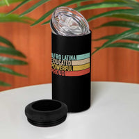 Afro Latina 4 in 1 Can Cooler Tumbler Educated Powerful Proud Hispanic Heritage Month - Wonder Print Shop
