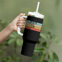 Afro Latina Tumbler With Handle Educated Powerful Proud Hispanic Heritage Month - Wonder Print Shop