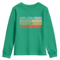 Afro Latina Youth Sweatshirt Educated Powerful Proud Hispanic Heritage Month - Wonder Print Shop
