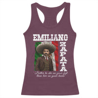 Emiliano Zapata Racerback Tank Top Better To Die On Your Feet Than Live On Your Knees Mexican Revolution - Wonder Print Shop