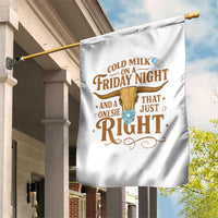 Funny Cold Milk On A Friday Night And A Onesie That Fits Just Right Garden Flag Longhorn Cow Skull - Wonder Print Shop