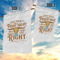 Funny Cold Milk On A Friday Night And A Onesie That Fits Just Right Garden Flag Longhorn Cow Skull - Wonder Print Shop