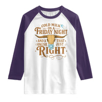 Funny Cold Milk On A Friday Night And A Onesie That Fits Just Right Raglan Shirt Longhorn Cow Skull - Wonder Print Shop