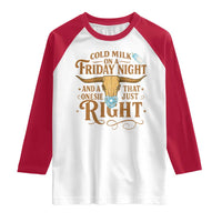 Funny Cold Milk On A Friday Night And A Onesie That Fits Just Right Raglan Shirt Longhorn Cow Skull - Wonder Print Shop