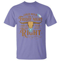 Funny Cold Milk On A Friday Night And A Onesie That Fits Just Right T Shirt Longhorn Cow Skull - Wonder Print Shop