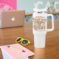 Funny Cold Milk On A Friday Night And A Onesie That Fits Just Right Tumbler With Handle Longhorn Cow Skull - Wonder Print Shop