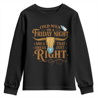 Funny Cold Milk On A Friday Night And A Onesie That Fits Just Right Youth Sweatshirt Longhorn Cow Skull - Wonder Print Shop