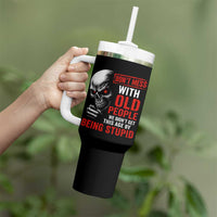 Funny Dont Mess With Old People We Didnt Get This Age By Being Stupid Tumbler With Handle Vintage Skull - Wonder Print Shop
