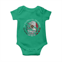 Mexican Pride Baby Onesie La Patria Es Primero Coat Of Arms - Wonder Print Shop