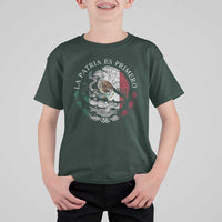 Mexican Pride T Shirt For Kid La Patria Es Primero Coat Of Arms - Wonder Print Shop
