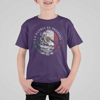Mexican Pride T Shirt For Kid La Patria Es Primero Coat Of Arms - Wonder Print Shop
