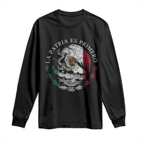 Mexican Pride Long Sleeve Shirt La Patria Es Primero Coat Of Arms - Wonder Print Shop