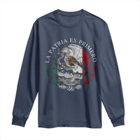 Mexican Pride Long Sleeve Shirt La Patria Es Primero Coat Of Arms - Wonder Print Shop