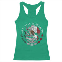 Mexican Pride Racerback Tank Top La Patria Es Primero Coat Of Arms - Wonder Print Shop