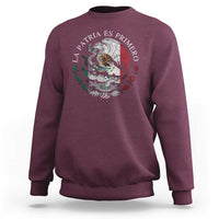 Mexican Pride Sweatshirt La Patria Es Primero Coat Of Arms - Wonder Print Shop