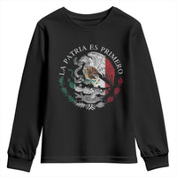Mexican Pride Youth Sweatshirt La Patria Es Primero Coat Of Arms - Wonder Print Shop