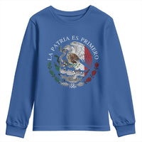 Mexican Pride Youth Sweatshirt La Patria Es Primero Coat Of Arms - Wonder Print Shop
