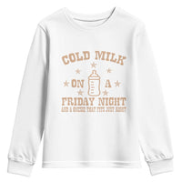 Funny Cold Milk On A Friday Night And A Onesie That Fits Just Right Youth Sweatshirt - Wonder Print Shop