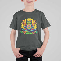 Tie Dye Frog Peace Sign Hippie Sunflower T Shirt For Kid - Wonder Print Shop