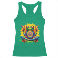 Tie Dye Frog Peace Sign Hippie Sunflower Racerback Tank Top - Wonder Print Shop