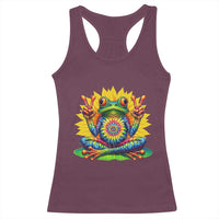 Tie Dye Frog Peace Sign Hippie Sunflower Racerback Tank Top - Wonder Print Shop