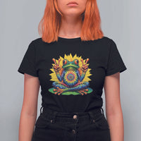 Tie Dye Frog Peace Sign Hippie Sunflower T Shirt For Women - Wonder Print Shop